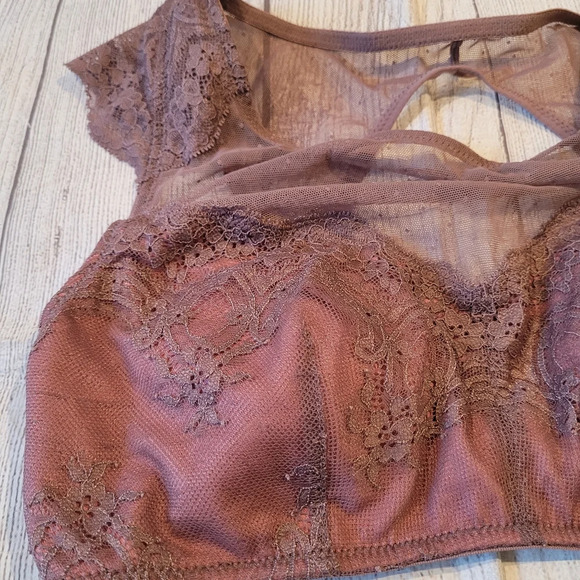 Gilligan & O'malley Cap Sleeve Lace Bralette Wirefree Comfort •Size Small• NEW - Picture 2 of 8